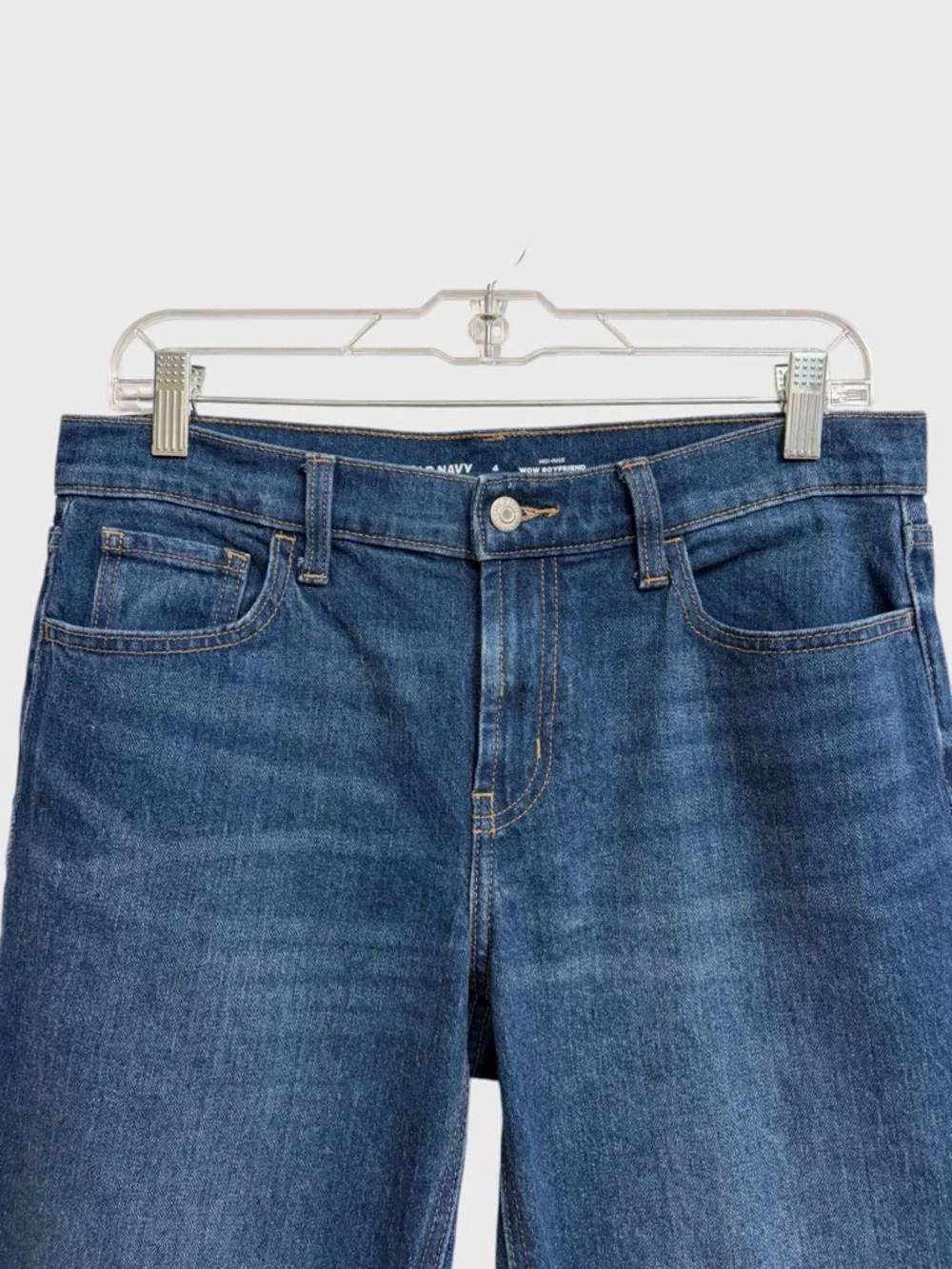 Old Navy Wow Boyfriend Straight Jeans Size 4 Mid-Rise Slouchy Dark Wash Everyday